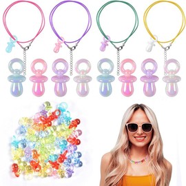 Ruayia 90s Accessories Dummy Chain, 60 Pieces Acrylic Dummy Tattoo Chain 90s Set, Outfit Women's Price Performance Wax Rope Decorative Dummy Party Bag Gift for 80 90s Theme Party