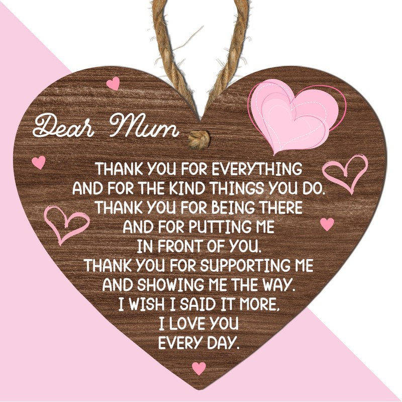 Wooden Heart Plaque Gift for Mum - Heartfelt Gift For