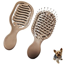 MAEELOU Soft Bristle Puppy Brush Small Dogs Gentle Grooming Tool Yorkie Shih Tzu Maltipoo Maltese (Brown)
