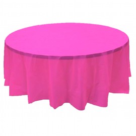 24 pcs (1 case) of Plastic Heavy Duty Premium Round tablecloths 84" Diameter Table Cover - Hot Pink