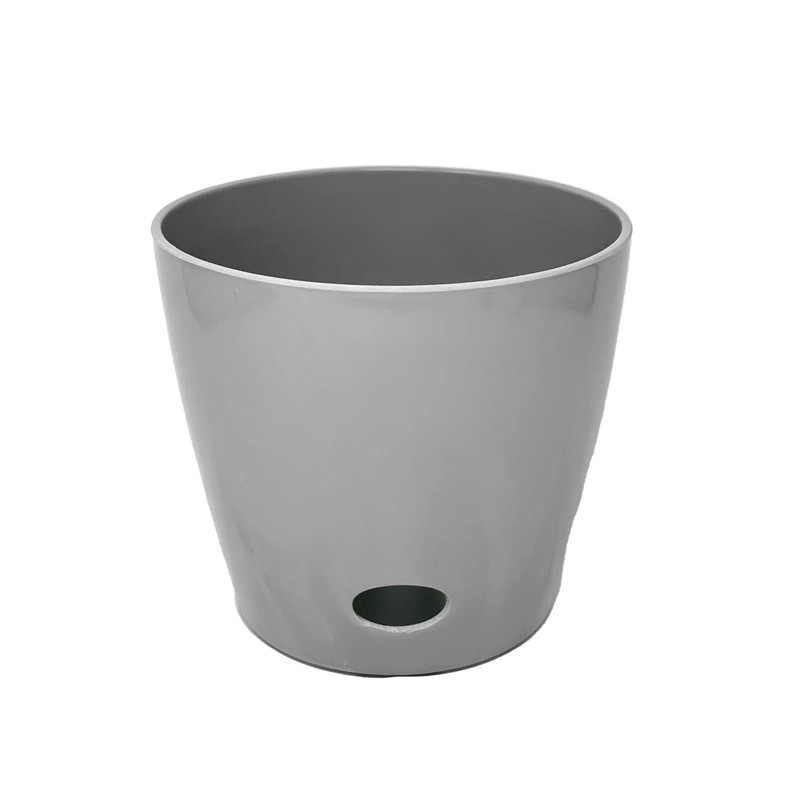 7 Inch Self-Watering Bamboo Planter (Gray) - Round - Bamboo
