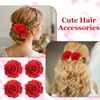 YBEATY 4 Pcs Red Rose Flower Clips Mexican Dancer Floral