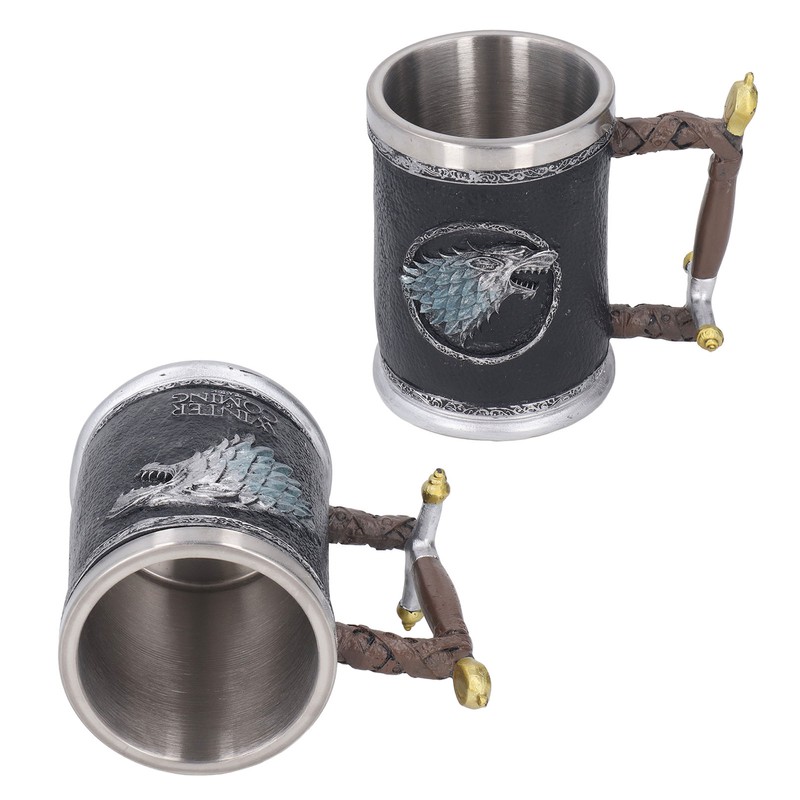 Stainless Steel Liner Mug Resin Decorative Hand Painted Beer Cup