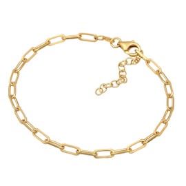 Women's Link Bracelet Made of 925 Sterling Silver Gold-Plated Golden Charm Bracelet (3 mm) Classic Charm Bracelet for All Standard Charm Pendants, Length 16-19 cm, n.a.