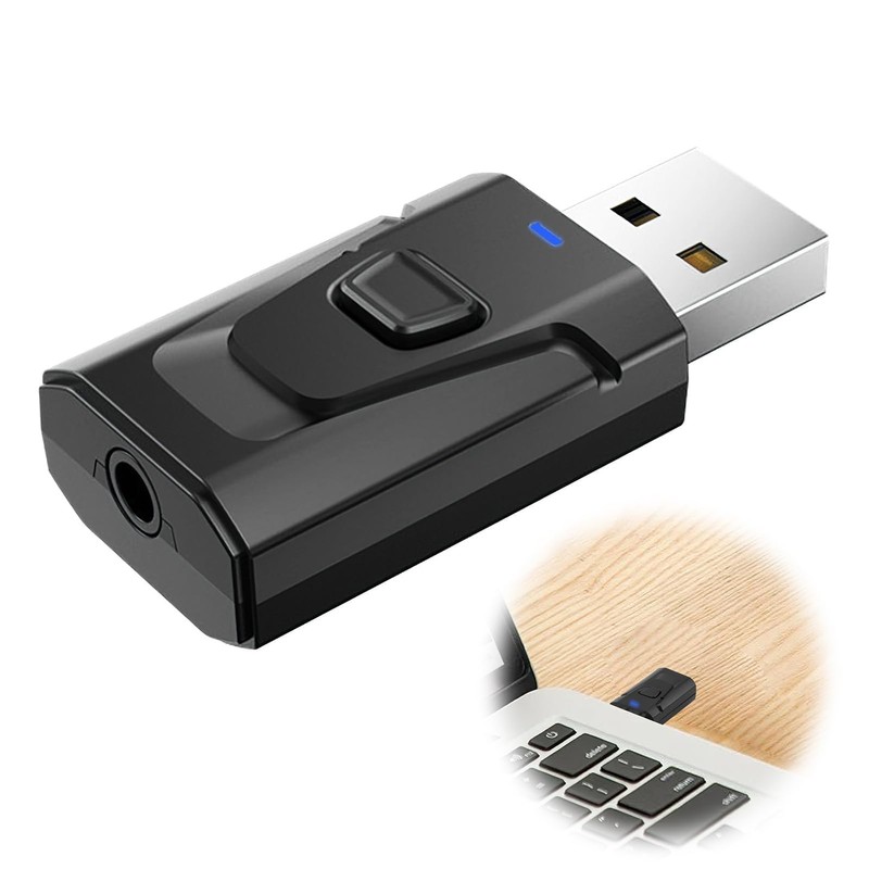 LANAFAY USB Bluetooth 5.0 Adapter with 3.5mm AUX, 4-in-1 Car