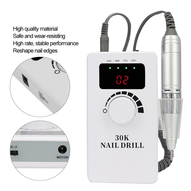 30000RPM Portable Nail Drill Machine Electric Nail Grinding Buffing Polisher