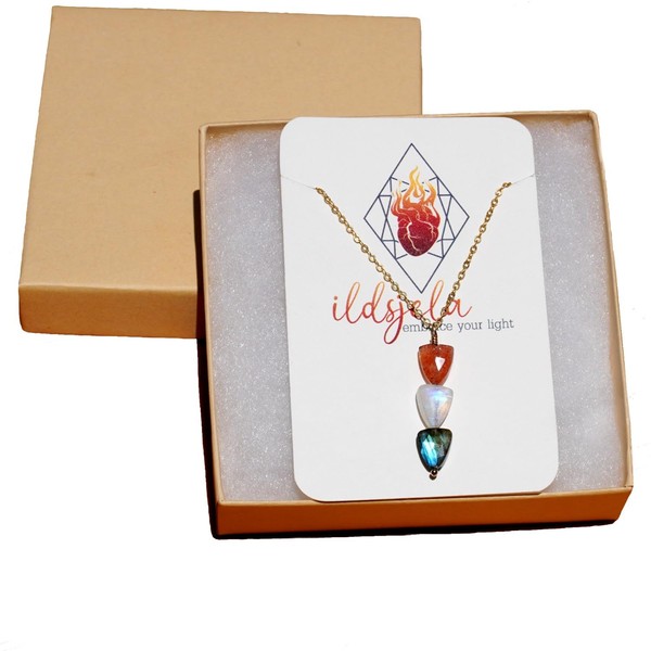 ildsjela I AM TRANSCENDENT Genuine Rainbow Moonstone, Labradorite, Sunstone, and