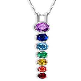 YAFEINI 7 Chakra Necklace 925 Sterling Silver Chakra Pendant Necklace Chakra Jewellery Gifts for Women