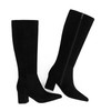 Easyfox Womens Knee High Black Boots Chunky Heel Tall Black