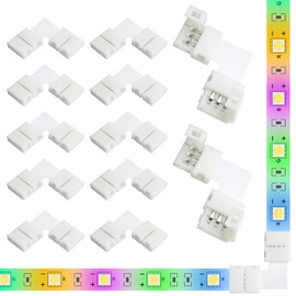 Yetaida 10PCS 3-Pin LED Strip Connectors, 10mm L-Shaped Corner Light Connectors Solderless, Extendable Terminal Adapters for WS2811 WS2812 SK6812 RGB LED Strip Lights, Ideal for Various DIY Projects