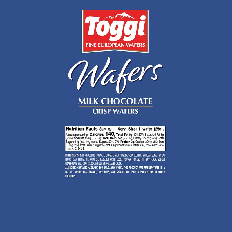 TOGGI Fine European Chocolate Wafers, Milk Chocolate (0.88 oz 24