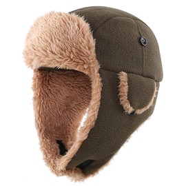 Magracy Toddler Boys Outdoor Winter Fleece Trapper Hat Kids Warm Earflap Hats Windproof Pilot Aviator Cap Navy Blue M