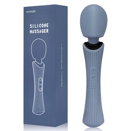 EUOTHY Wand Massager - 12 Vibration Modes & 3 Speeds Cordless Personal Massager - IPX7 Waterproof Handheld Electric Massager for Muscle Recovery & Stress Relief - 7.9" Rose Blue