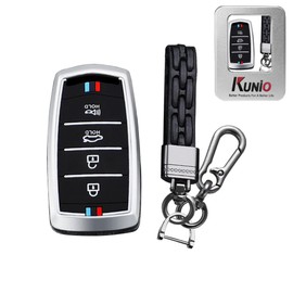 KUNIO For Hyundai Luminous Effect Key Fob Cover Case Fit for Hyundai Genesis G70 2021 G80 2020 G90 GV70 GV80 GV90 Keychain Zinc Alloy Keyless Entry Remote Key Holder Accessories 4 Button Type B-Silver