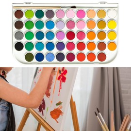 Colcolo Watercolor Paint Set with Brush and Palette Supplies Professional Solid Watercolor Paint for Kids Adults, 48 Colors