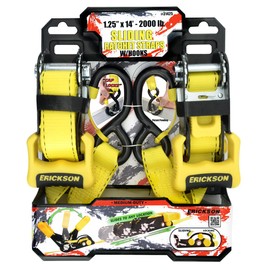 Erickson 31425 Sliding Ratchet Strap (with Cap Locks, 1 1/4" x 14', 2000 lb.), 2 Pack