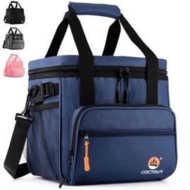 CaCTOUR Large Lunch Bag Insulated Lunch Box,Freezable Lunch Cooler Bag for Adult Men Women- 15L Insulated Lunch Bag Leakproof Mens Lunchbox for Work Office Picnic (Navy)
