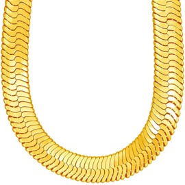 TUOKAY Fake Big Gold Herringbone Chain Necklace Costume 11mm Thick Faux Gold Herringbone Necklace Chain Fashion Hip Hop Snake Chain Women Men Rapper Chain 24"