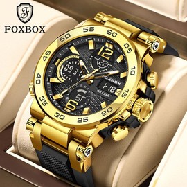 LIGE FOXBOX Men's Fashion Sport Watch with Waterproof Calendar Springtok - Color: Black and silver