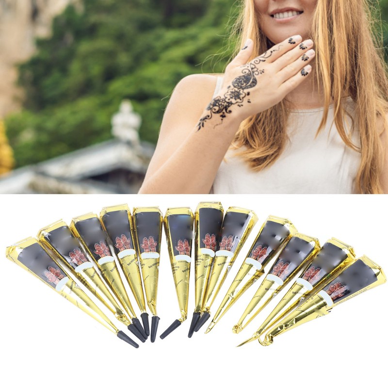 12 Pack Temporary Tattoo Painting Paste Cone Body Art Drawing
