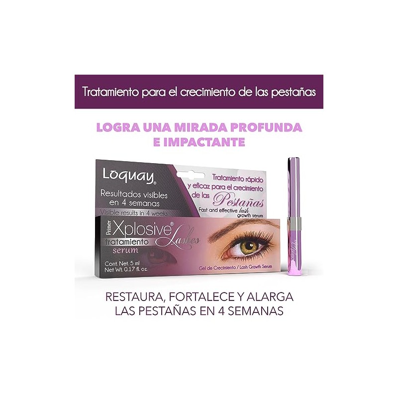 Loquay Tratamiento para fortalecer y alargar las pestañas Xplosive, Blanco,