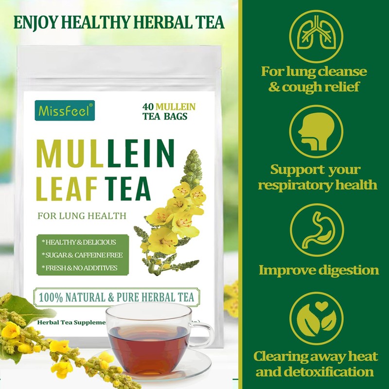Mullein Leaf Tea, Mullein Leaf Tea Bags for Respiratory, Natural