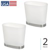 iDesign Small Bathroom Trash Can-Set of 2-Frost/Brushed Nickel Gina Oval