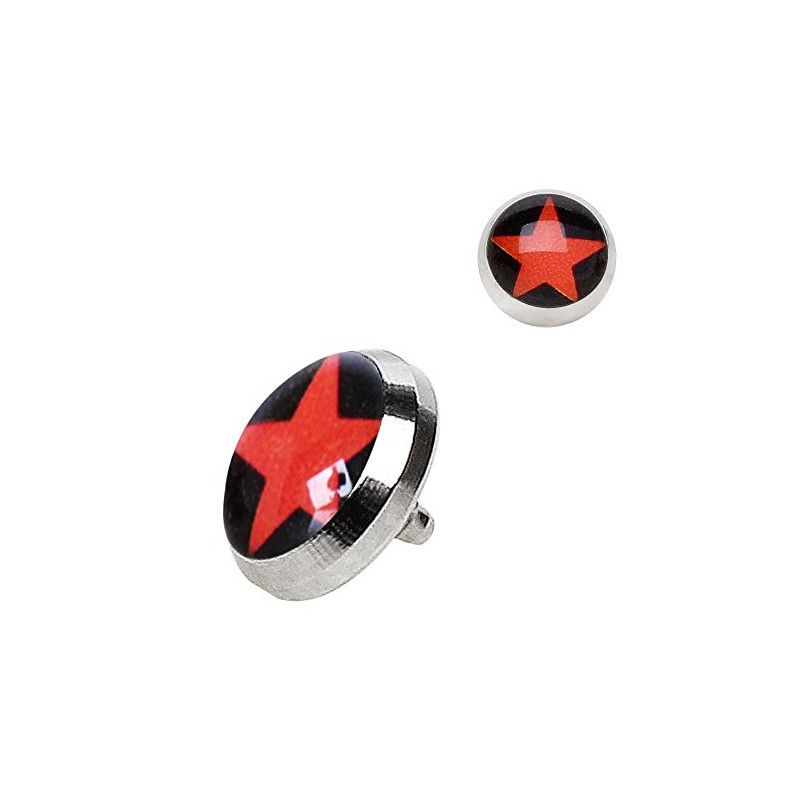 Pierced Owl 316L Stainless Steel Red Star Logo Dermal Anchor
