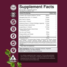 Advanced Kidney Support Supplement - Kidney Cleanse Detox & Repair Cranberry Extract Capsules with Uva Ursi, Stinging Nettle & Astragalus for Kidney Health - Urinary Tract Health - 240 Caps