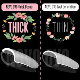 NOVO OVO Upgraded Extra Thick Short Duck Feet Nail Tips Full Cover for Press on Acrylic, Clear Pre-Etched Matter Flare Wide French Soft Gel Fake False Nail Extension Full Coverage x 12 Sizes 360 pcs