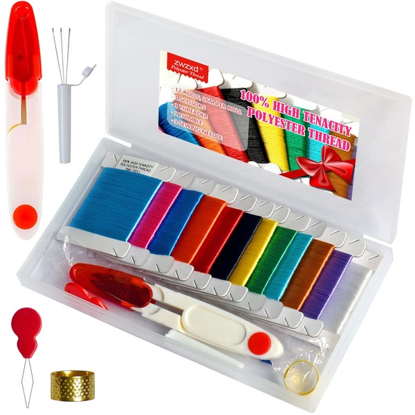zwzxd 12 Color Set of High Strength Polyester Sewing Threads