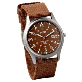 JewelryWe Military Watch for Men: Classic Nylon Strap Field Watch Quartz Wristwatches