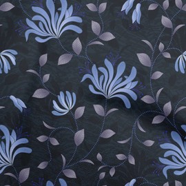 oneOone Velvet Medium Blue Fabric Dotted Floral Quilting Supplies Print Sewing Fabric by The Yard 58 Inch Wide