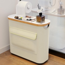 Toilet Paper Storage Basket Holder Holds 9-12 +1 Rolls Elegant Multi-Functional Bathroom Toilet Paper Holder Stand Storage Organizer Waterproof with Tray Hold Phone WEP Wipe Beige