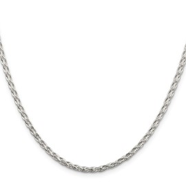 GlittersandGold Sterling Silver 2.85mm Diamond-cut Round Spiga Chain Necklace