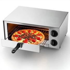 CHEFJOY 12” Commercial Electric Pizza Oven, Steel Pizza Maker with Anti-Skid Foot Pads & Insulated Handle, Balance Heating Bakery Oven with Timer Suits for Both Home & Commercial Use, Sliver
