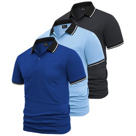 GEEK LIGHTING 3 Pack Mens Polo Shirts Short Sleeve Athletic Polo for Men Casual Moisture Wicking T-Shirts with Pocket