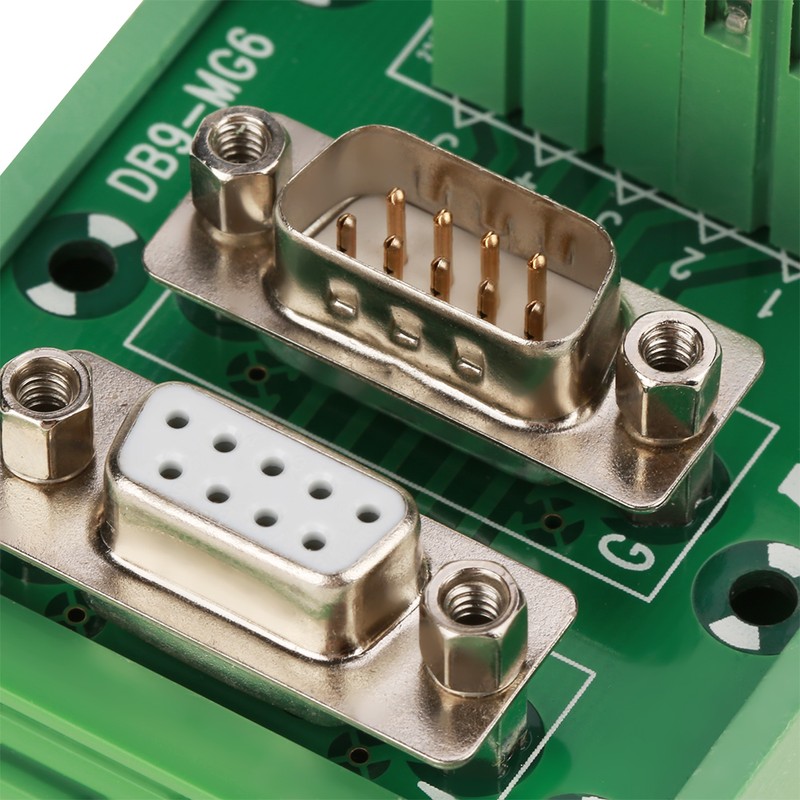 DB9-MG6 DIN Rail Mount Interface Module Male / Female Connector