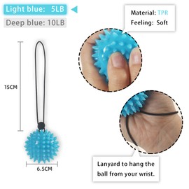 QeeHeng Squeeze Balls for Hand Therapy,Stress Balls for Adults and Seniors with Adjustable Wrist Strap to Prevent Falling,Grip Strength Ball Occupational Equipment,Therapy Balls (5LB Light Blue)