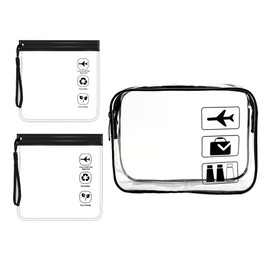 1 x 15 x 12 x 3 cm transparent toiletry bag and 2 x 20 x 20 cm transparent toiletry bags, liquid bags, hand luggage, transparent bag, airport compliant bag, travel bag airplane