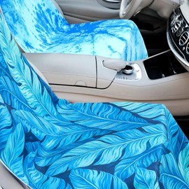 Hahafelt 4 Pack Car Seat Towel Covers with Storage Bag Seat Post Workout Sweat Washable Cover Non Slip for Car Towel for Dog Pet Workout Outdoor Sport Activities (Ocean Landscape)