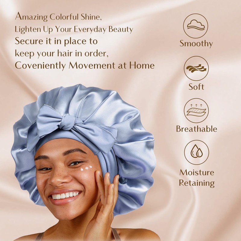 YANIBEST Silk Bonnet for Sleeping Women Satin Bonnet Double Layer
