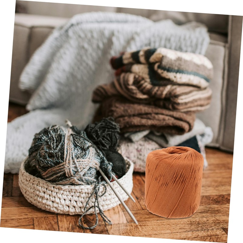 LALAFINA Light Brown Cotton Yarn Knitting Needles Craft Yarn DIY
