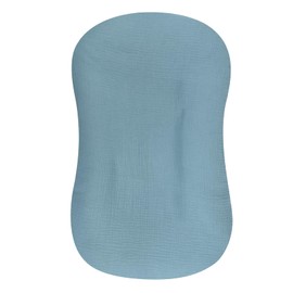 Muslin Baby Lounger Cover Soft Organic Cotton Slipcover Fits Newborn Lounger for Baby Boys and Girls (Blue)