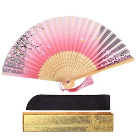 Joyesplay Men's Women's Japanese Fan, 3-piece Set, Japanese Pattern, Butterfly, Cherry Blossom, Flowers, Stylish, Beautiful, Japanese Accessories, Lightweight, Bamboo Bones, Festivals, Fireworks