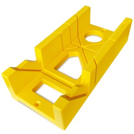 Hanpex 12 Inch Heavy Duty Mitre Box Cuts both 45 degree and 90 degree Miter Angles for Accurate Cutting, Impact-Resistant ABS plastic Miter Box for DIYer, Woodworker, Woodcarver, Carpenter, Yellow