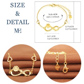MicLee Women's Bracelet Zirconia 925 Sterling Silver Allergen-Free Sunflower "You are my sunshine" Infinity Sign Two Heart Bangle Bracelet with Gift Bag Great Gift for Girlfriend, Silver Silver