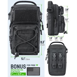 RXW Large Capacity Pencil Pouch for Boys, Tactical EDC Zippered Pencil Bag, Small Tool Pouch for Adults (includes US Flag Patch + 2 MOLLE Straps)