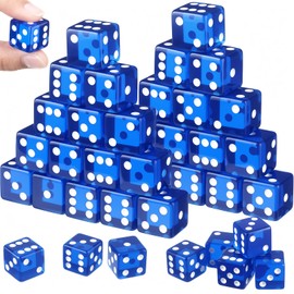 Seenelling 36 Piece 19 mm Casino Style Craps Dice Sets Acrylic and Translucent D6 Dice, Square W/Rounded Edge for Casino, Craps, Table Games and Board Games (Blue)