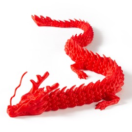 WUALAIER 21” 3D Printed Dragon Toy! Articulated Crystal Dragon, Perfect as a Fidget Toy or Executive Desk Decor. Ideal for Home Office and Collectors (red)